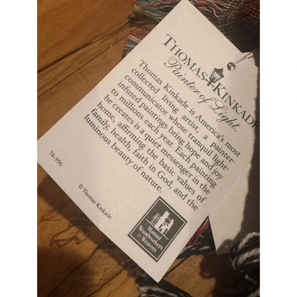 NWT‎ Thomas Kinkade Painter of Light Memorial Tapestry Throw Blanket Made in USA